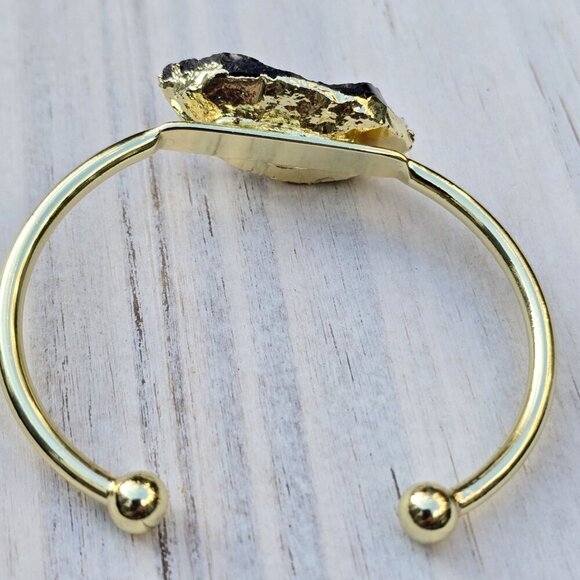 Black Tourmaline ✦ Wire Wrap Grounding Cuff ✦ 14Kt Gold Over Copper Adjustable - Picture 7 of 13